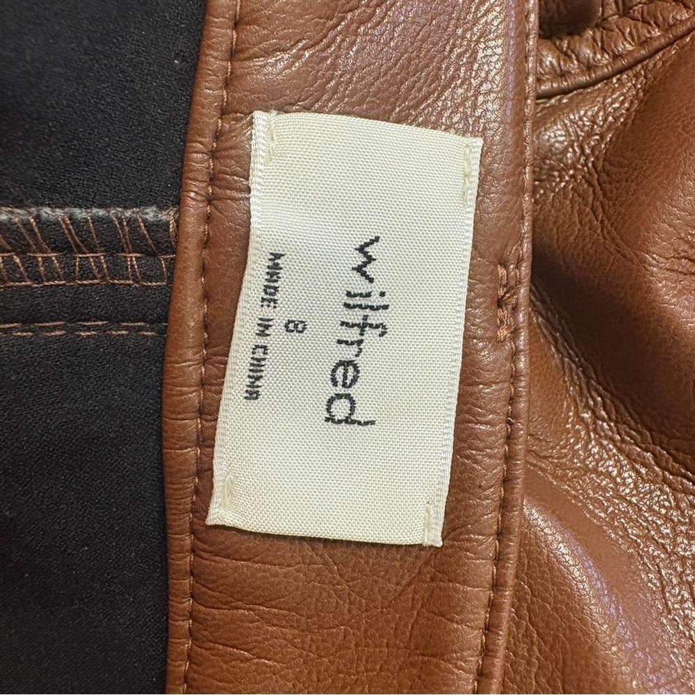 NWT Wilfred Pants Melina Crop Cognac Brown Faux Leather Sz. 8 - Picture 9 of 14